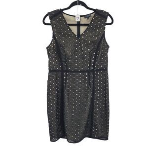 Womens The Limited Dress Cocktail Mini Sheath Sheer Eyelet Overlay Black  Sz 10P